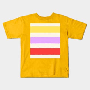 Red, Yellow and Purple Wide Stripes Kids T-Shirt